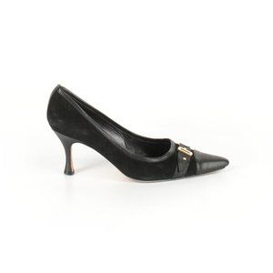 Ramon Tenza Leather Suede Gold Buckle Pumps